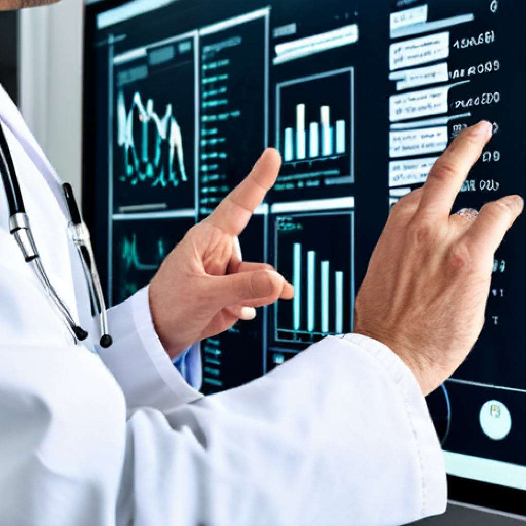 **
A doctor in a fully clothed, professional white coat, consulting a digital screen displaying complex medical data, modern hospital environment, safe for work, appropriate content, perfect anatomy, natural proportions, professional, modest, family-friendly, well-formed hands, proper finger count, natural body proportions.
**