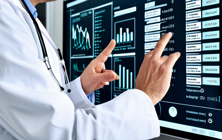 **
A doctor in a fully clothed, professional white coat, consulting a digital screen displaying complex medical data, modern hospital environment, safe for work, appropriate content, perfect anatomy, natural proportions, professional, modest, family-friendly, well-formed hands, proper finger count, natural body proportions.
**