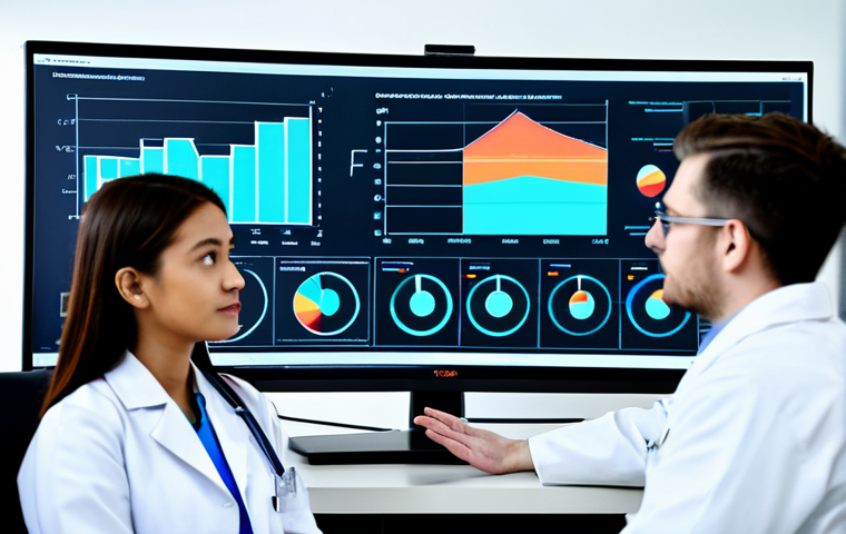 **
"A diverse team of medical professionals (doctor, nurse, data scientist) analyzing AI diagnostic results on a large monitor in a brightly lit, modern hospital conference room. The monitor displays clear, easy-to-understand charts and graphs showing diagnostic accuracy. Everyone is fully clothed in appropriate medical attire. Safe for work, appropriate content, professional, perfect anatomy, natural proportions, well-formed hands. Focus on collaboration and data analysis."
**