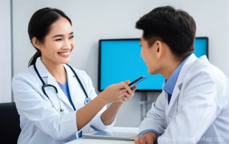 AI 의료진단의 정확도 비교 분석 - **Prompt 2: Early Disease Detection by AI**
    "A close-up view of a high-resolution medical monito...